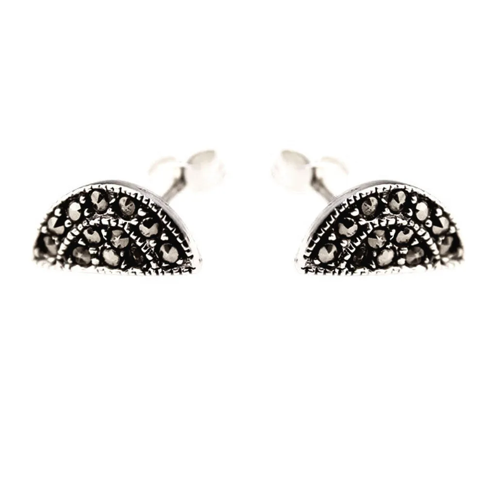 Sterling Silver Marcasite Art Deco Earrings