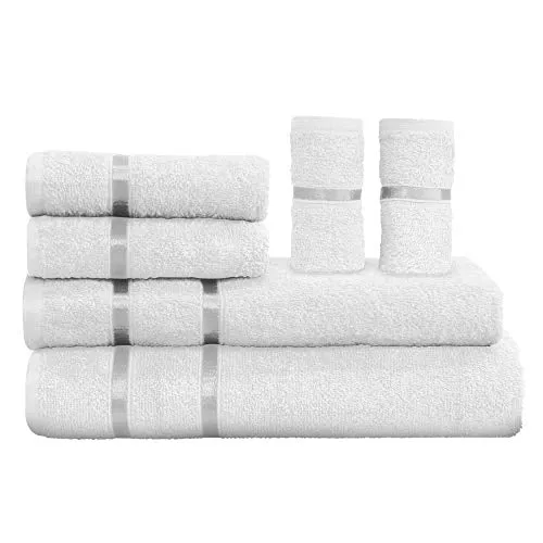 Story@Home Bath Towel Set - Premium Collection of 450 GSM Made with 100% Soft Cotton with Quick Dry Set of 6 Towels - White