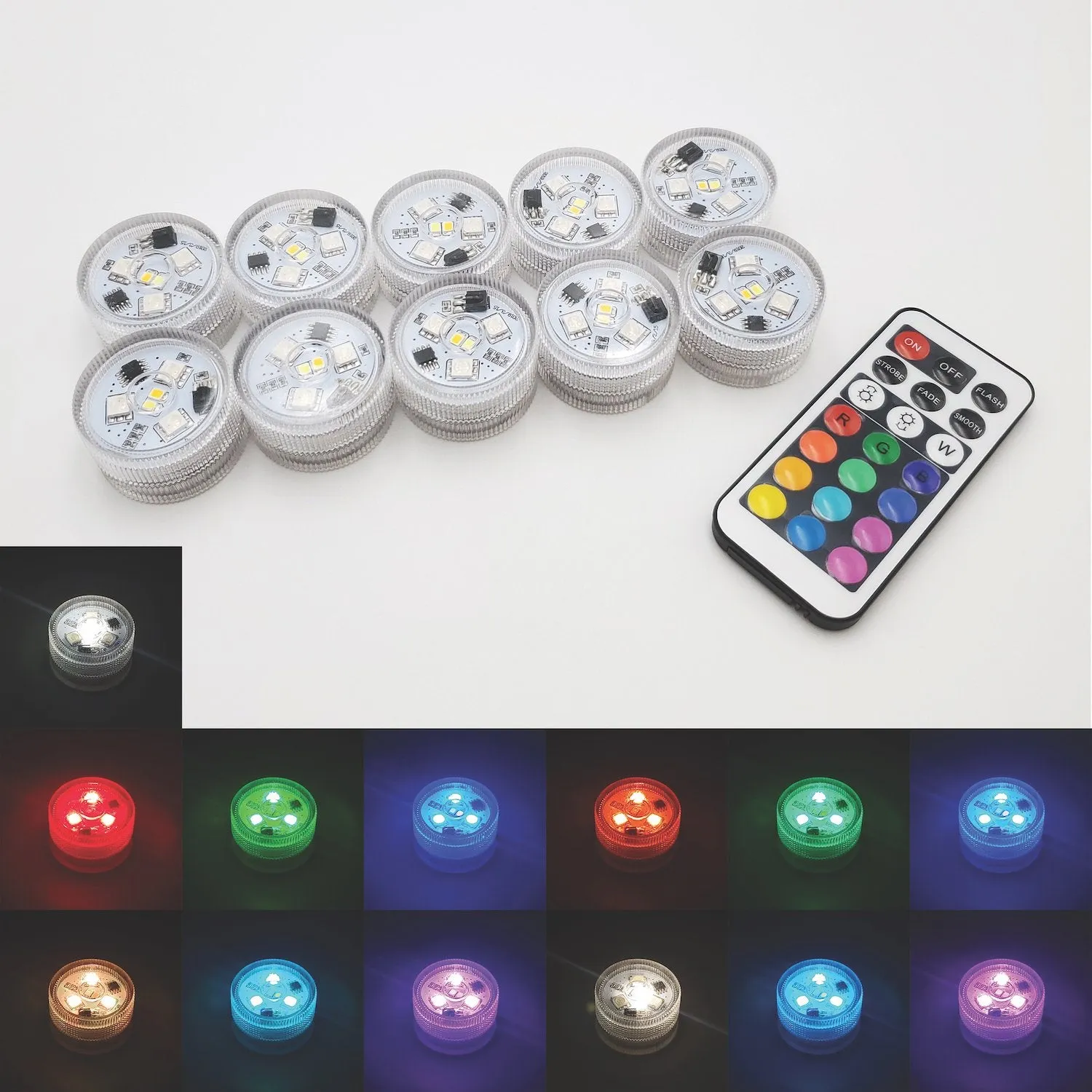 Submersible Battery Operated Multi-Function LED Lights with Remote Control