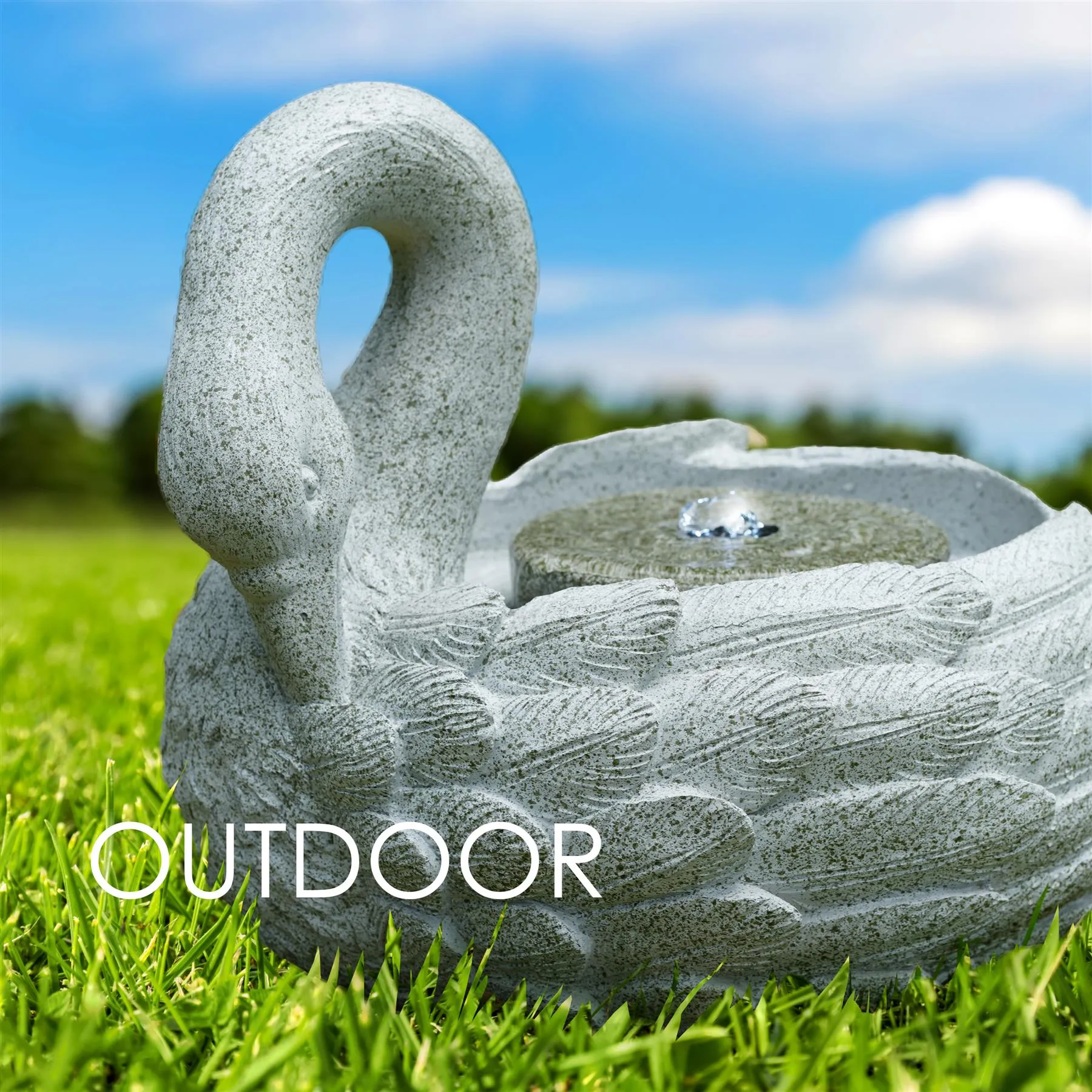 Swan Design Water Feature Outdoor With LED