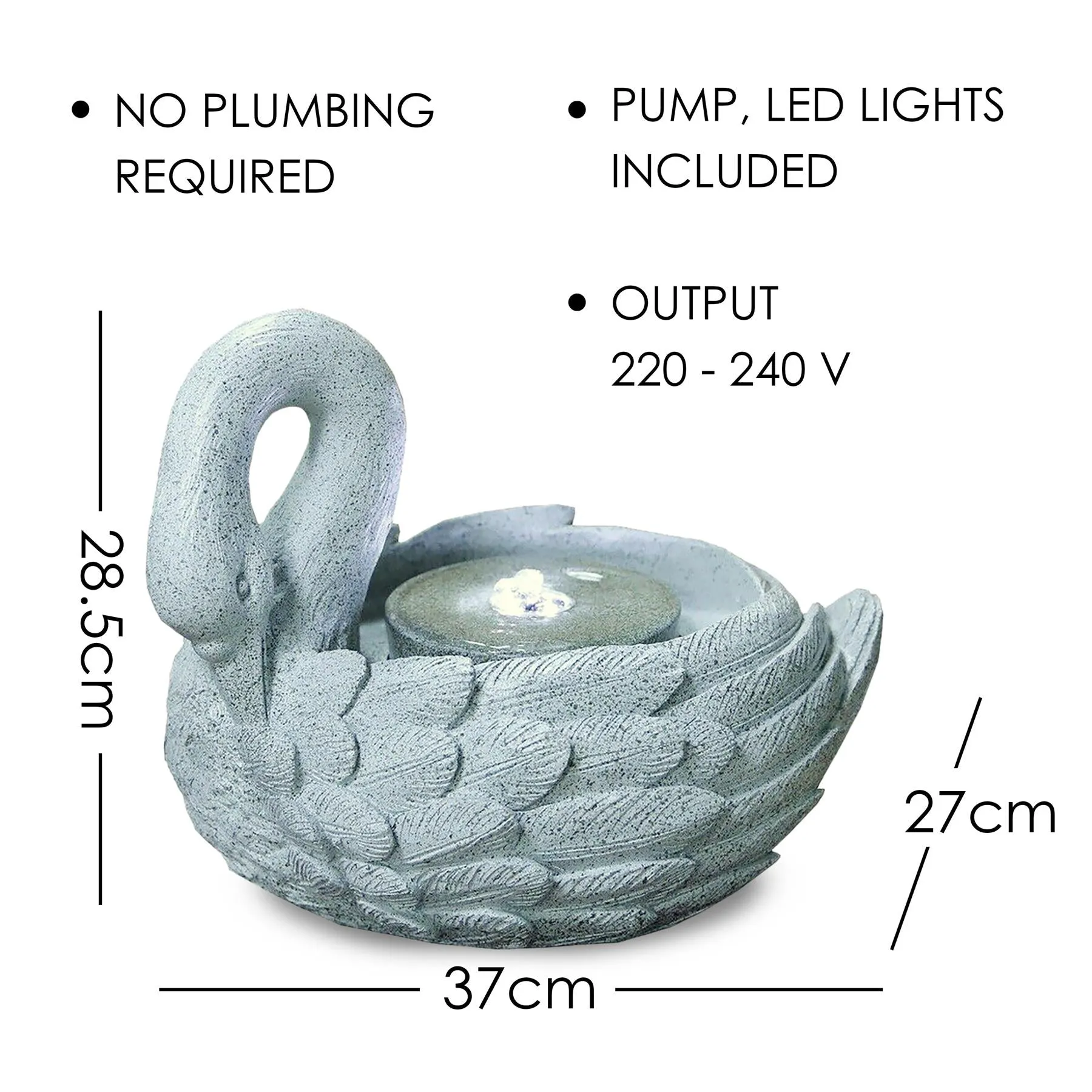 Swan Design Water Feature Outdoor With LED