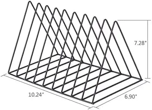 TechSrmaji Triangle Office Magazine Rack Stand, Newspaper Rack, File Racks, Holder Desktop Iron Book Rack Record Holder, Book Storage Organizers, Shelf Rack for Table Office (Black) (Pack of 1)