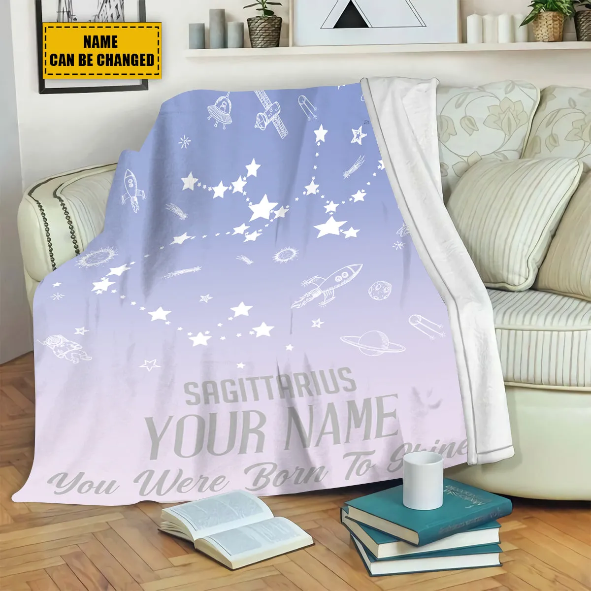 Teesdily | Sagittarius Customized Fleece Blanket Constellation Blanket You Were Born To Shine Fleece Personalized Name Zodiac Blankets Astrology Gifts