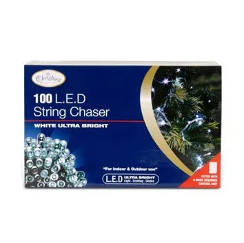 The Christmas Workshop 77320 100 Bright White LED Chaser Christmas Lights / Indoor or Outdoor Fairy Lights / 6.9 Metres / 8 Light Modes / Great For Christmas, Weddings & Gardens