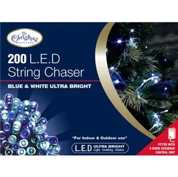 The Christmas Workshop 78590 200 LED Blue & White Chaser Christmas Lights | Indoor/Outdoor Fairy Lights | 13.9 Metres | 8 Light Modes | Christmas/Weddings/Gardens