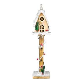 The Christmas Workshop 82740 Snow Topped Wooden Treehouse | Indoor Christmas Decorations | 5 Warm White LED’s | Battery Powered | 70cm x 15cm x 11cm, Wood, 70cm Tree House