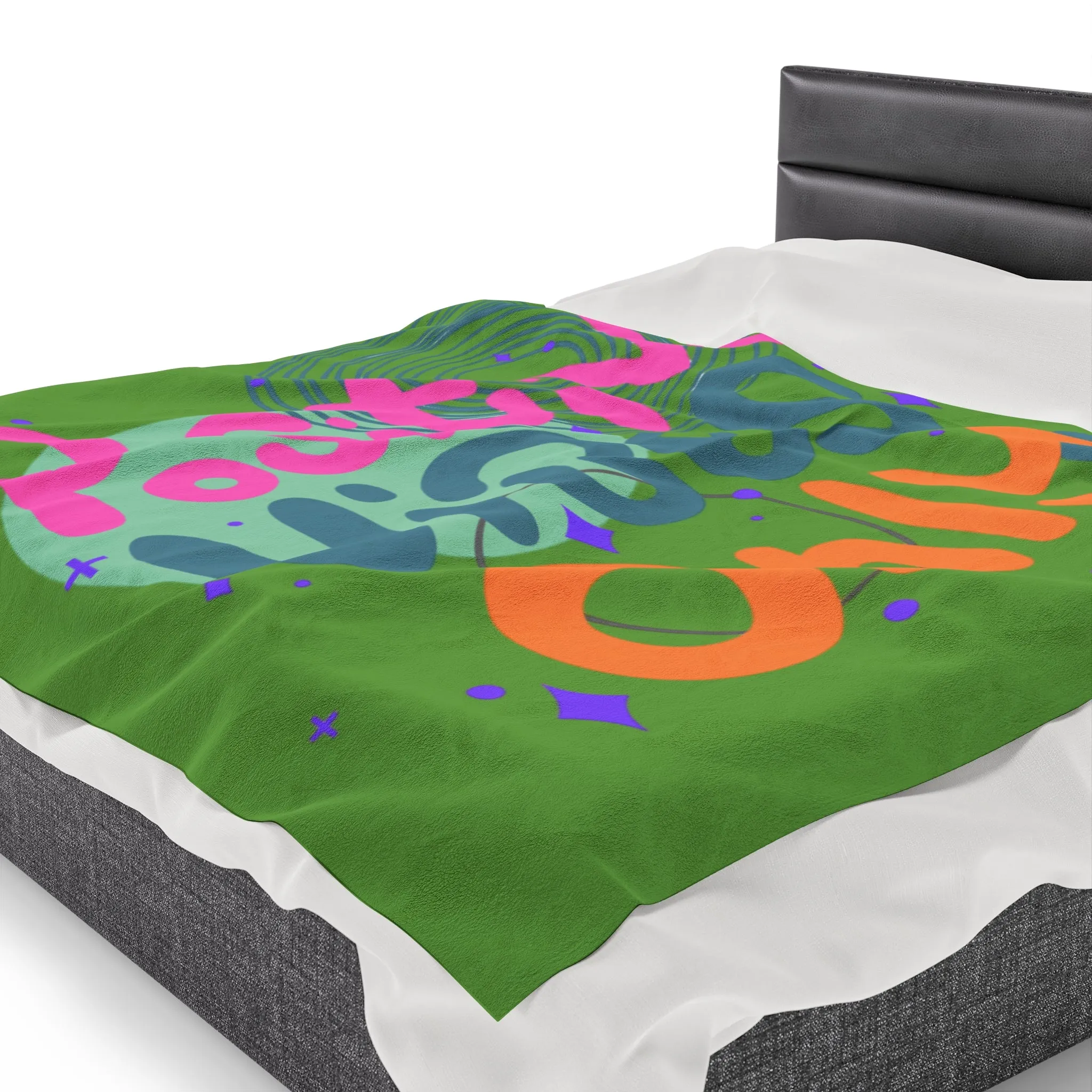 Velveteen Plush Blanket - Positive Vibes Geometric Designs