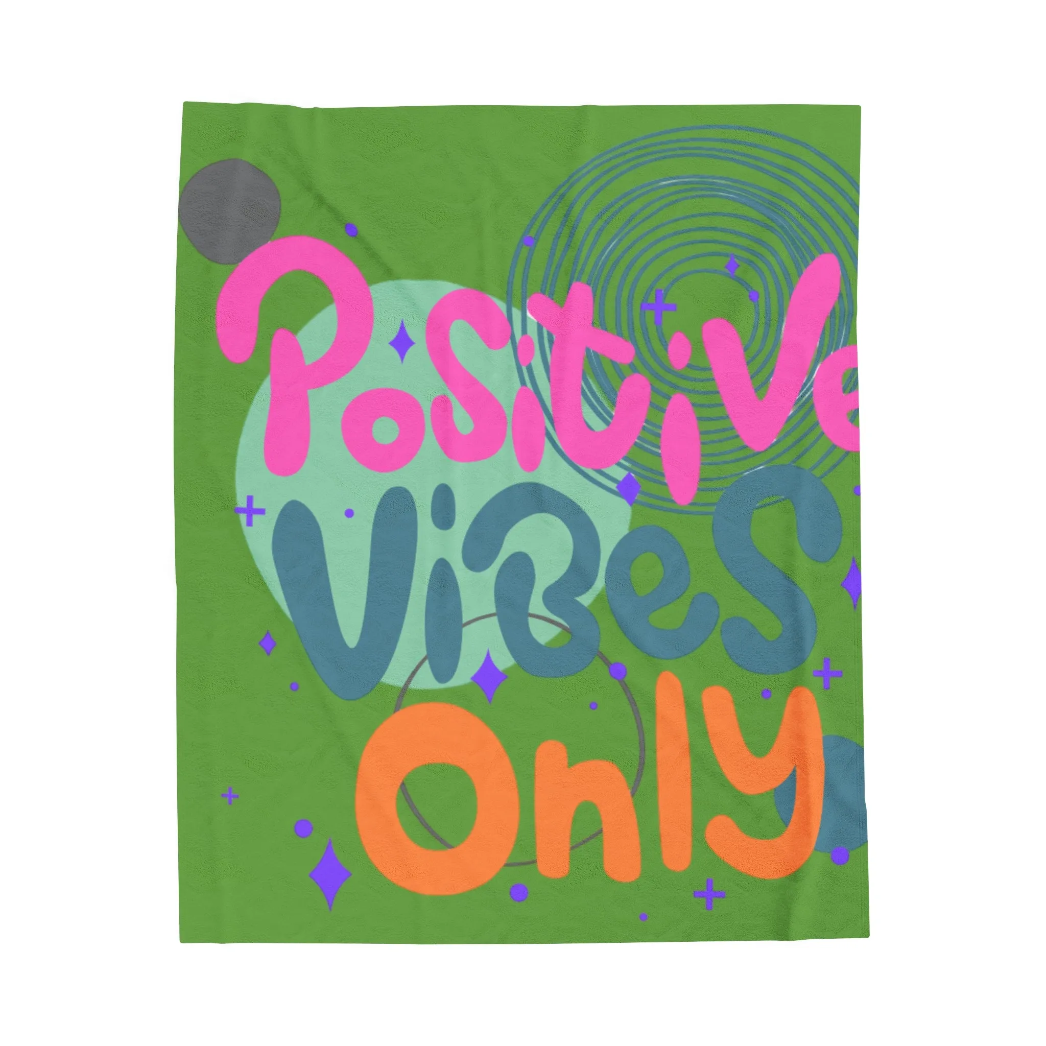 Velveteen Plush Blanket - Positive Vibes Geometric Designs