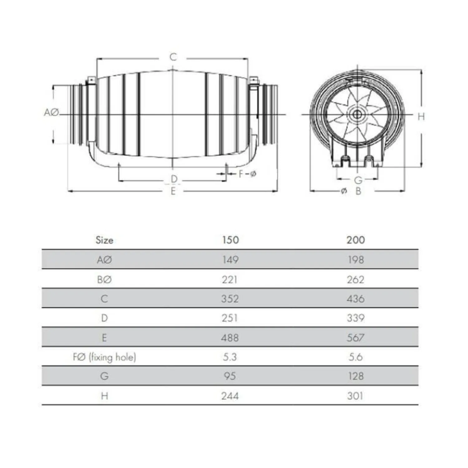 Vent-Axia EC Acoustic Mixed Flow inline Exhaust Fan 200mm w/ Lead and Plug   Speed Controller - ECSM200