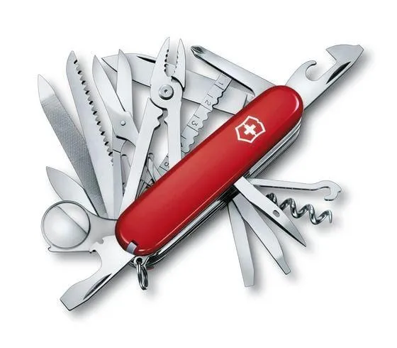 Victorinox Swiss Army Swiss Champ Medium Pocket Knife 91mm Red With 33 Functions - 1.6795