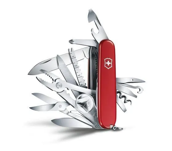 Victorinox Swiss Army Swiss Champ Medium Pocket Knife 91mm Red With 33 Functions - 1.6795