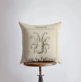 Vintage Octopus | Cephalopoda | Pillow Cover | Throw Pillow | Home Decor | Journal Decor | Nautical Pillow | Ocean | Gift | Accent Pillow