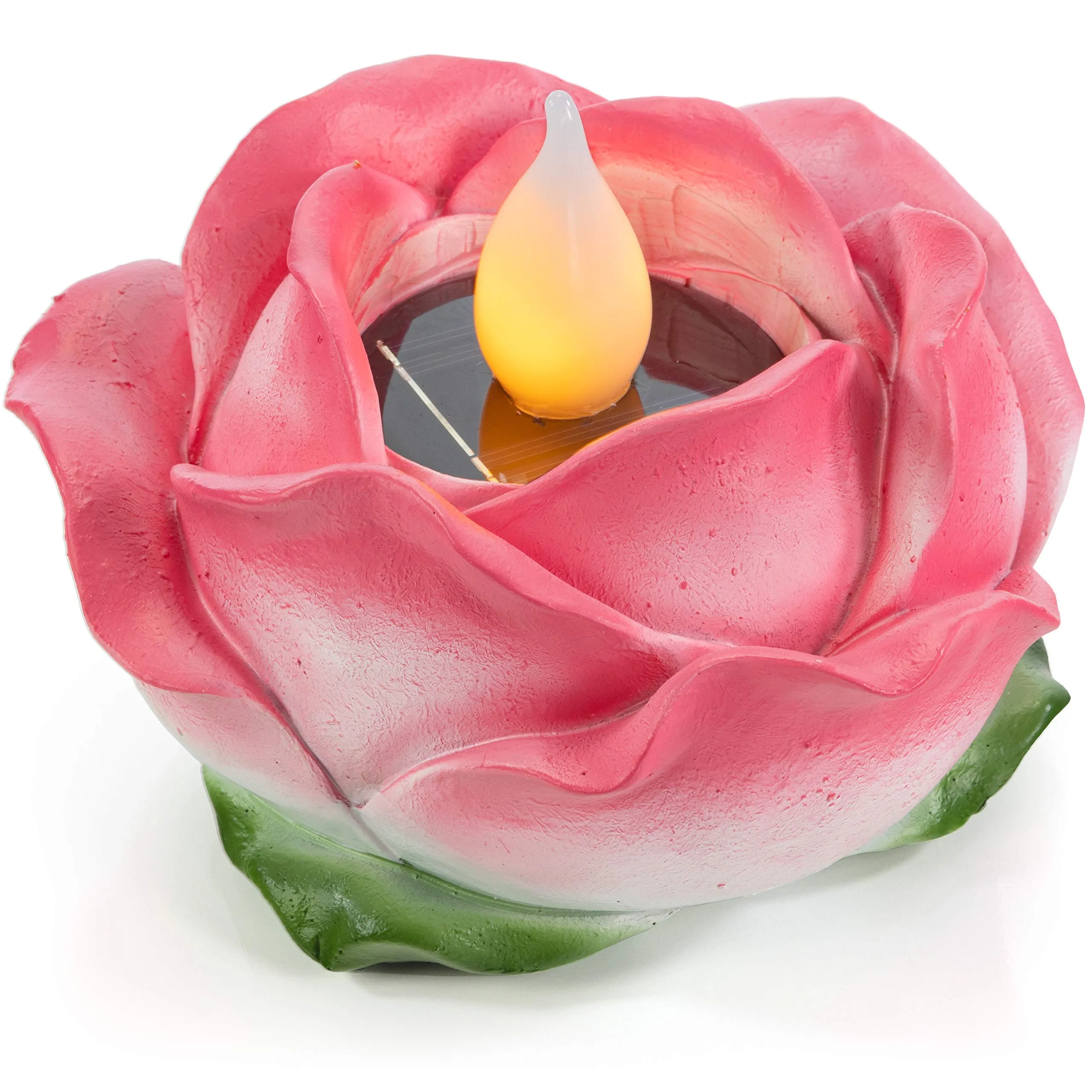 VP Home Fuchsia Zen Rose Blossom Solar Powered LED Outdoor Decor Garden