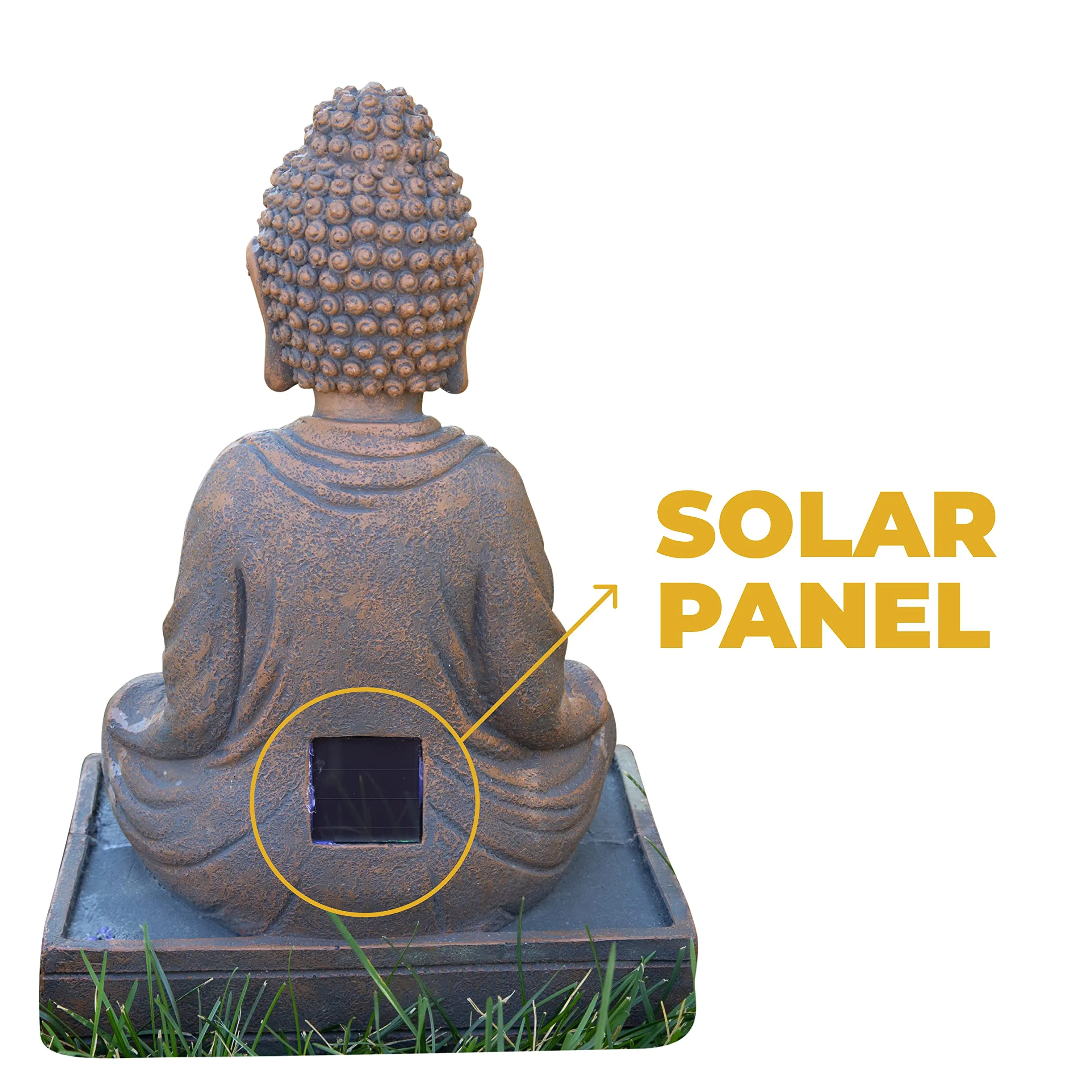 VP Home Glowing Serenity Meditative Buddha Solar Powered LED Outdoor Decor Garden