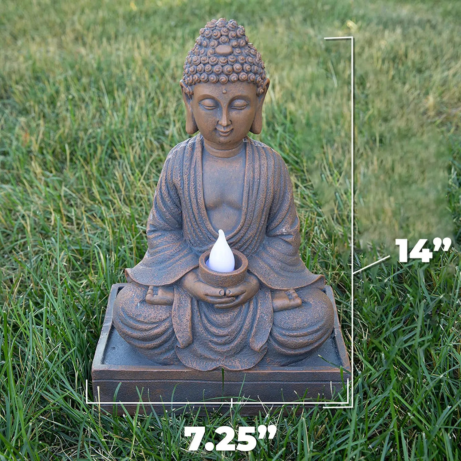 VP Home Glowing Serenity Meditative Buddha Solar Powered LED Outdoor Decor Garden