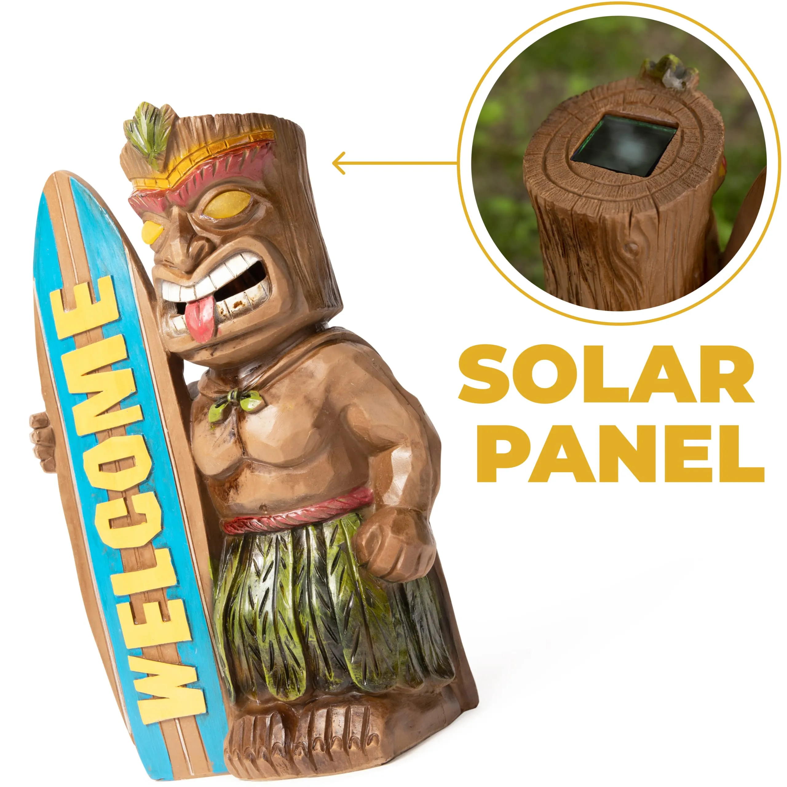 Vp Home Tiki Welcome Surfboard Solar Powered Led Outdoor Decor Garden Light