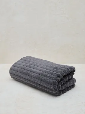 Westside Home Charcoal Self-Striped Bath Towel