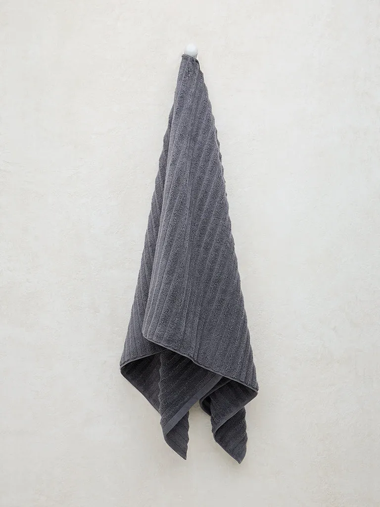 Westside Home Charcoal Self-Striped Bath Towel