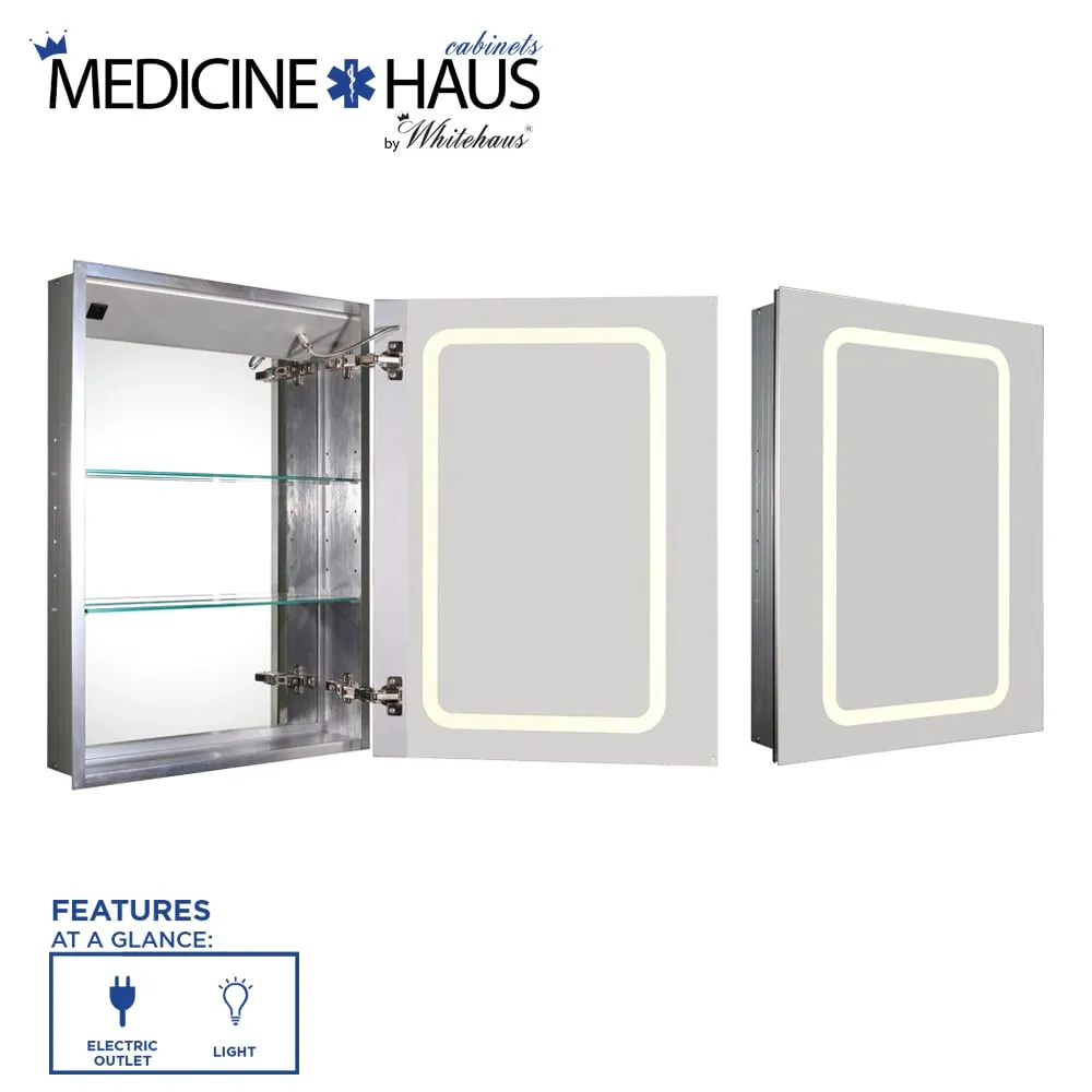 Whitehaus WHKAL7055-I Medicinehaus Recessed Single Mirrored Door Medicine Cabinet with Outlet