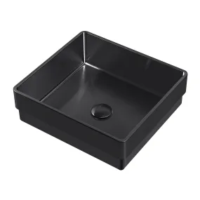 Whitehaus WHNPL1577-MBLK Noah Plus Squared Semi-Recessed Sink Set with Center Drain