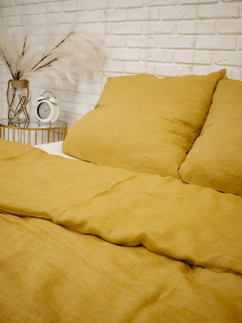 Yellow Linen Pillowcase set (2 pcs) - Eco-friendly, Handmade and Soft Stonewashed Linen